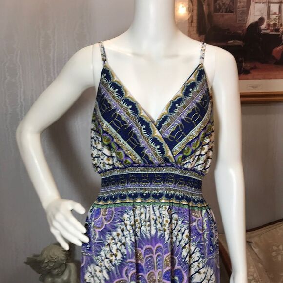 Mandala Peacock Print Maxi Sun Dress S (Please see sizing info in description.) - Picture 6 of 10